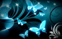 Elegant Blue Butterflies in Fractal Art Design