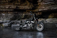 2023 Indian Chief Bobber Dark Horse Cruiser Motorcycle in a Natural Rock Setting