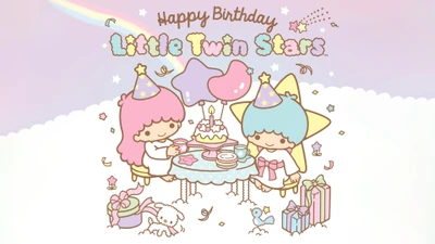 Happy Birthday Little Twin Stars: A Cute Pastel Celebration with Kiki and Lala