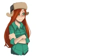 Charming Anime Character with Long Red Hair and Winter Hat