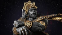 señor hanuman, dios hindú, arte de ia, ai art, ilustración