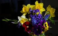 ramo de flores, narciso, planta floreciendo, amarillo, planta