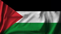 Primer plano de la bandera palestina con colores vibrantes