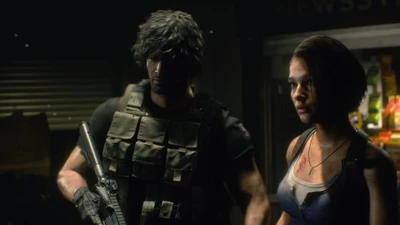 jill valentine, carlos oliveira, resident evil 3 remake, re3, jogo de vídeo