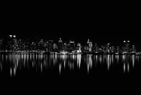 New York City Skyline at Night: Dark Aesthetic Reflections