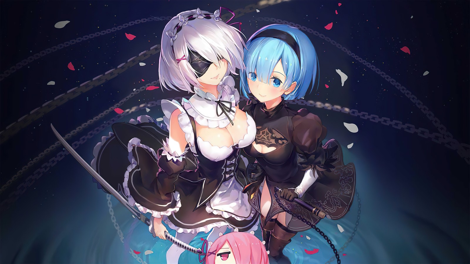 yorha 2b, nier automata, video game, rem, re zero wallpaper