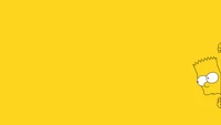 Minimalist Bart Simpson on Yellow Background 4K Wallpaper