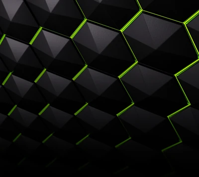 Hexagonal Tile Pattern with Green Accents