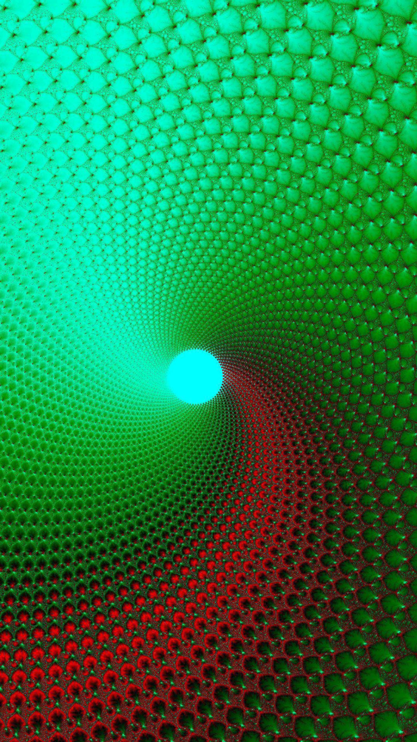 Un primer plano de un fondo verde y rojo con un patrón circular (abstracto, azul, blue hole, verde, rojo)