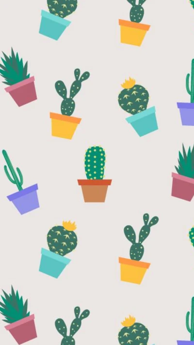 Cactus colorés en pots de dessin animé