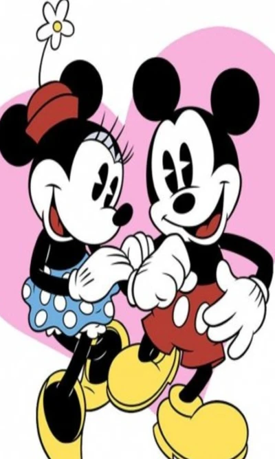 Mickey et Minnie Mouse partageant un moment joyeux