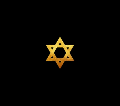 Golden Star of David on a black background.