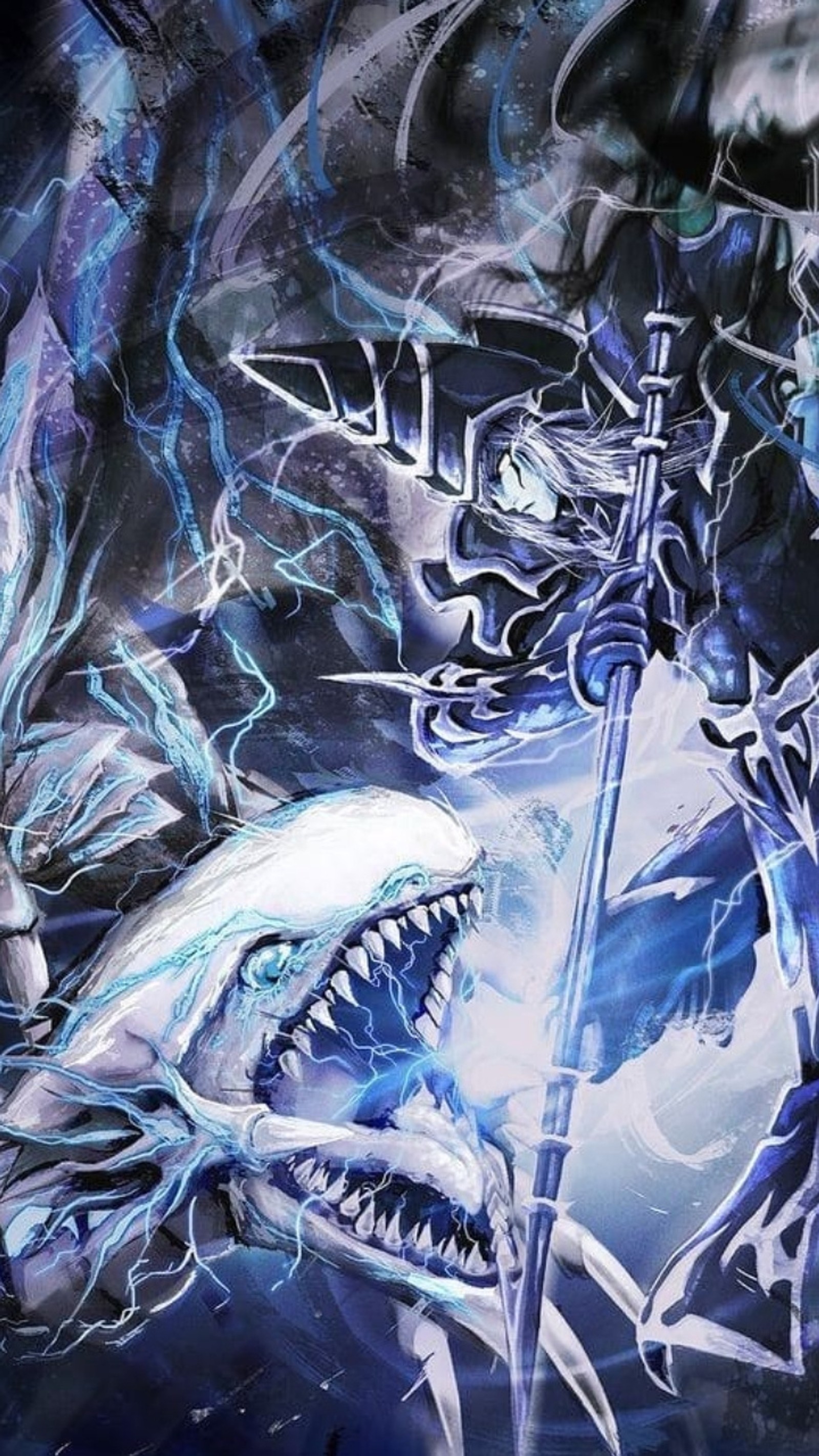 Lade blauer augen weißer drache, dunkler magier, yugi, kabia Hintergrund herunter