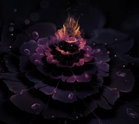 3d, bokeh, drops, flower, fractal wallpaper