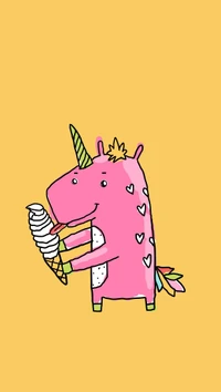 lindo, helado, rosa, unicornio