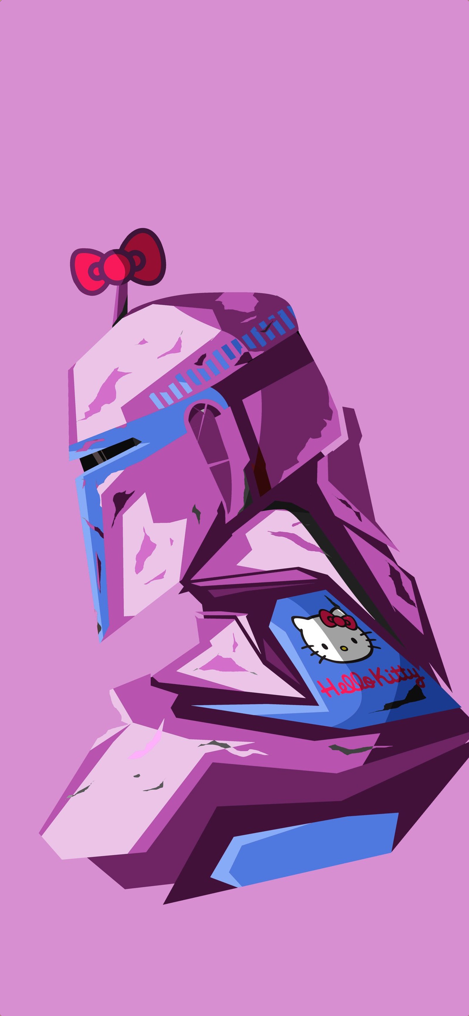 Há uma imagem em estilo de desenho animado de um capacete em um fundo rosa (star wars, the walt disney company, filmes da disney, o mandaloriano, disney)