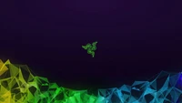 Logo Razer abstrait sur un fond polygonal coloré