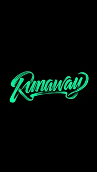 Rimaway Logo: Electric Blue Neon Art on Black Background