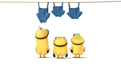 Minions Observing Laundry Day in Blue Overalls