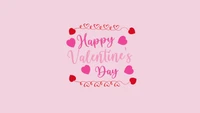 happy valentines day, pink background, love hearts, 5k, pink text wallpaper