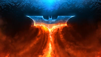 Beleuchtetes Batman-Logo mit feurigen Effekten