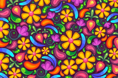 Colorful Floral Paisley Pattern in Digital Art