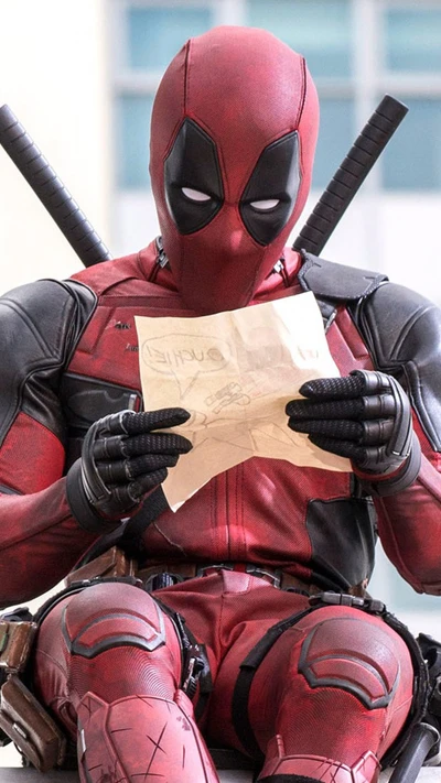 Deadpool Examining a Mysterious Note