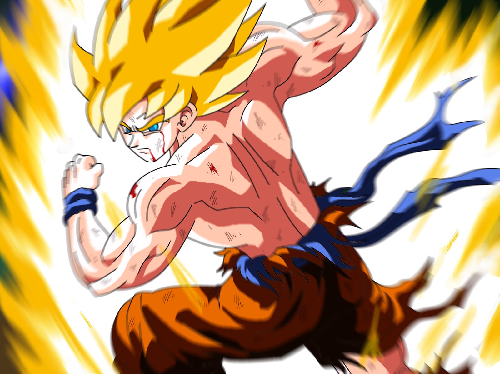 Una imagen de caricatura de un joven gohan con un fondo amarillo (dragon ball z, goku)