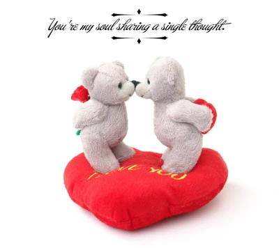 Adorable Bear Friends Sharing Love on a Heart Pillow