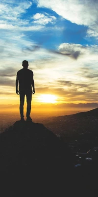 Solitary Figure Admiring an Awe-Inspiring Sunset