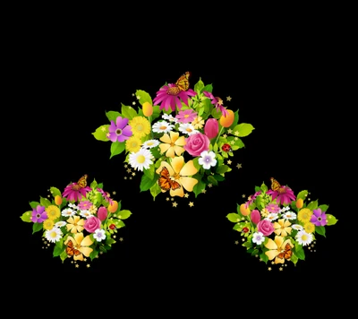 Arrangement floral vibrant avec des papillons et des feuilles dans des couleurs printanières