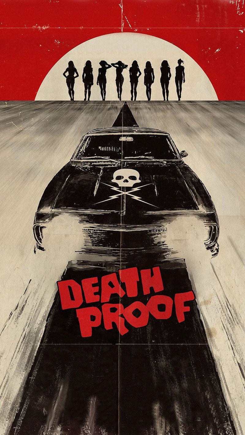 Близкий план постера фильма с машиной на дороге (death proof, фильм, постер)