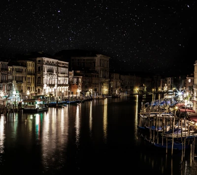 italienisch, nacht, fluss, szene, venedig