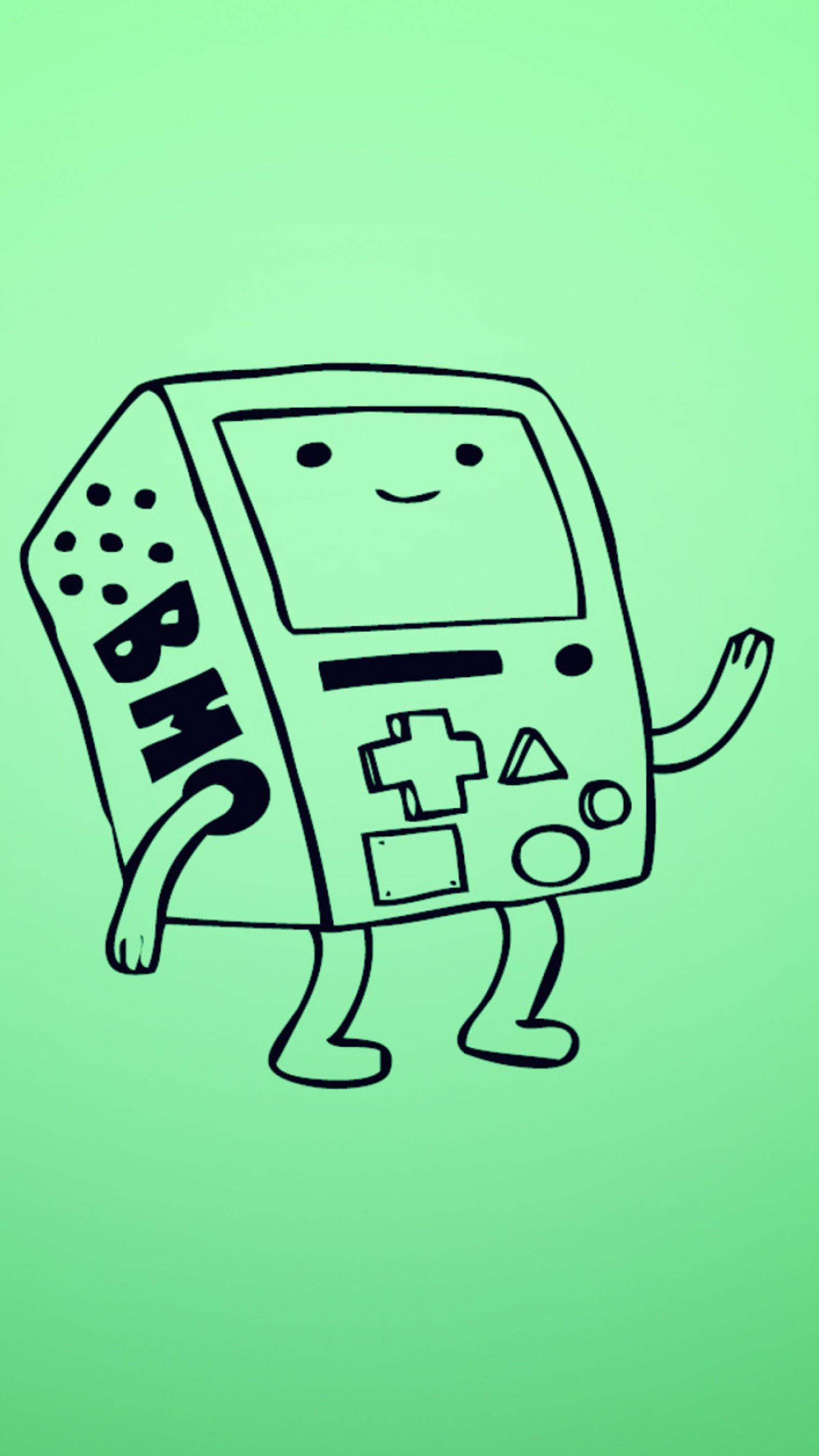 Dibujo de un gameboy de dibujos animados con un controlador de videojuegos (hehte, jhsrtje)