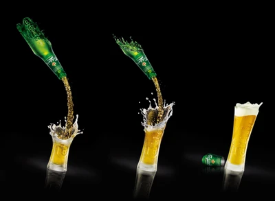 Dynamic Pour of Carlsberg Beer with an Elephant Twist