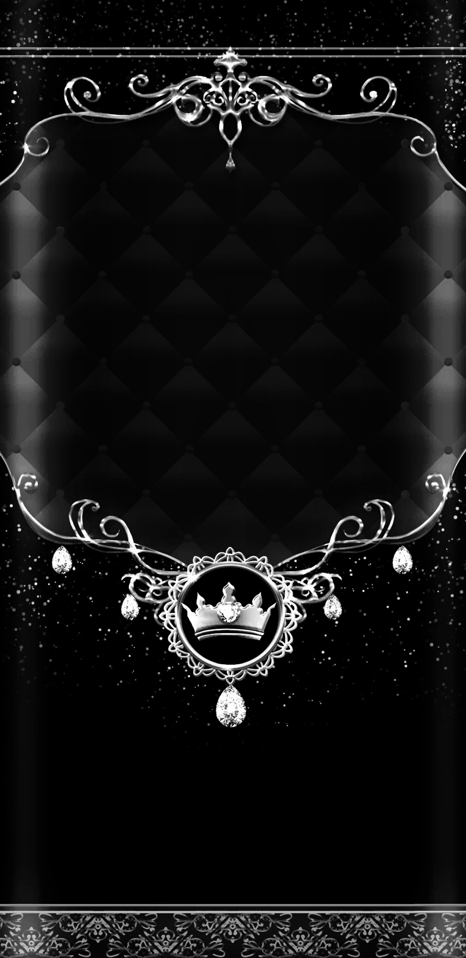 A black and white photo of a crown with pearls on it (beautiful, black, crown, girly, luxury)