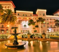 Illuminated Florida Hotel at Night