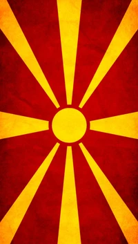 Bandera de Macedonia con sol radiante y franjas rojas y amarillas