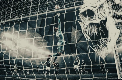 Manchester United Goalkeeper Makes an Epic Save with Fierce Background