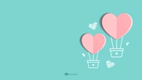 O amor decola: Balões de coração rosa em ilustração criativa