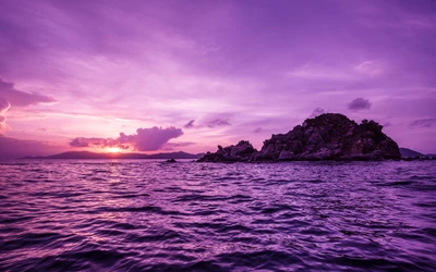 Purple Sunset Over Tropical Waters in the British Virgin Islands