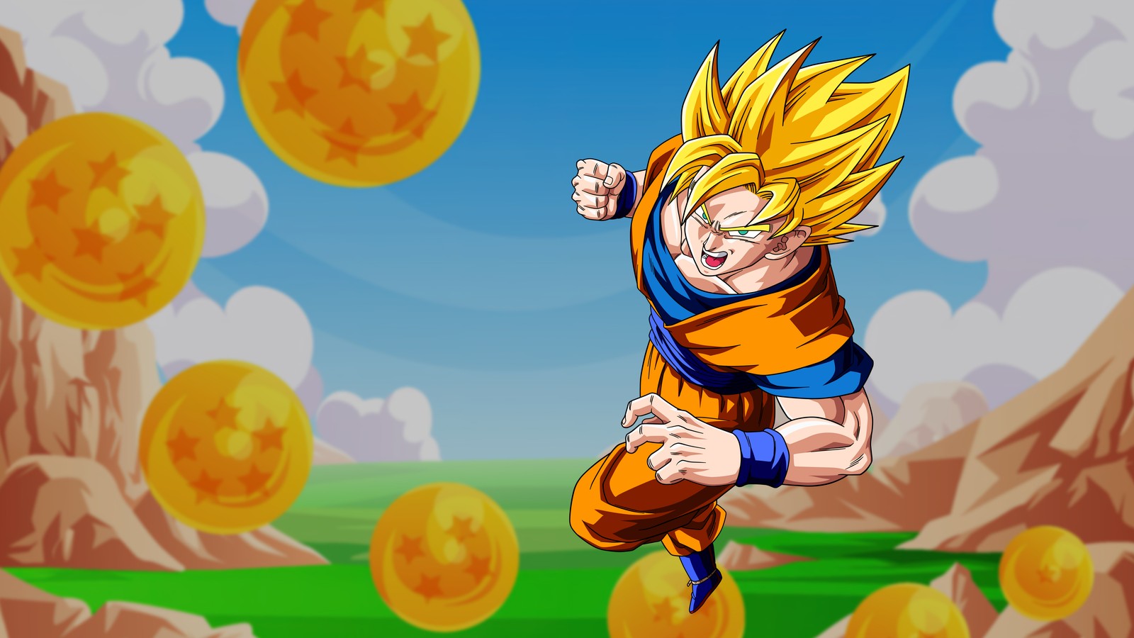 Imagen de dibujos animados de un joven gohan saltando en el aire (goku, dragon ball, 8k, 5k, anime)