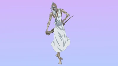 Zeus from "Record of Ragnarok" (Shuumatsu no Valkyrie) in a striking pose against a gradient background.