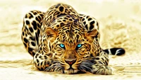 Leopardo majestuoso con llamativos ojos azules