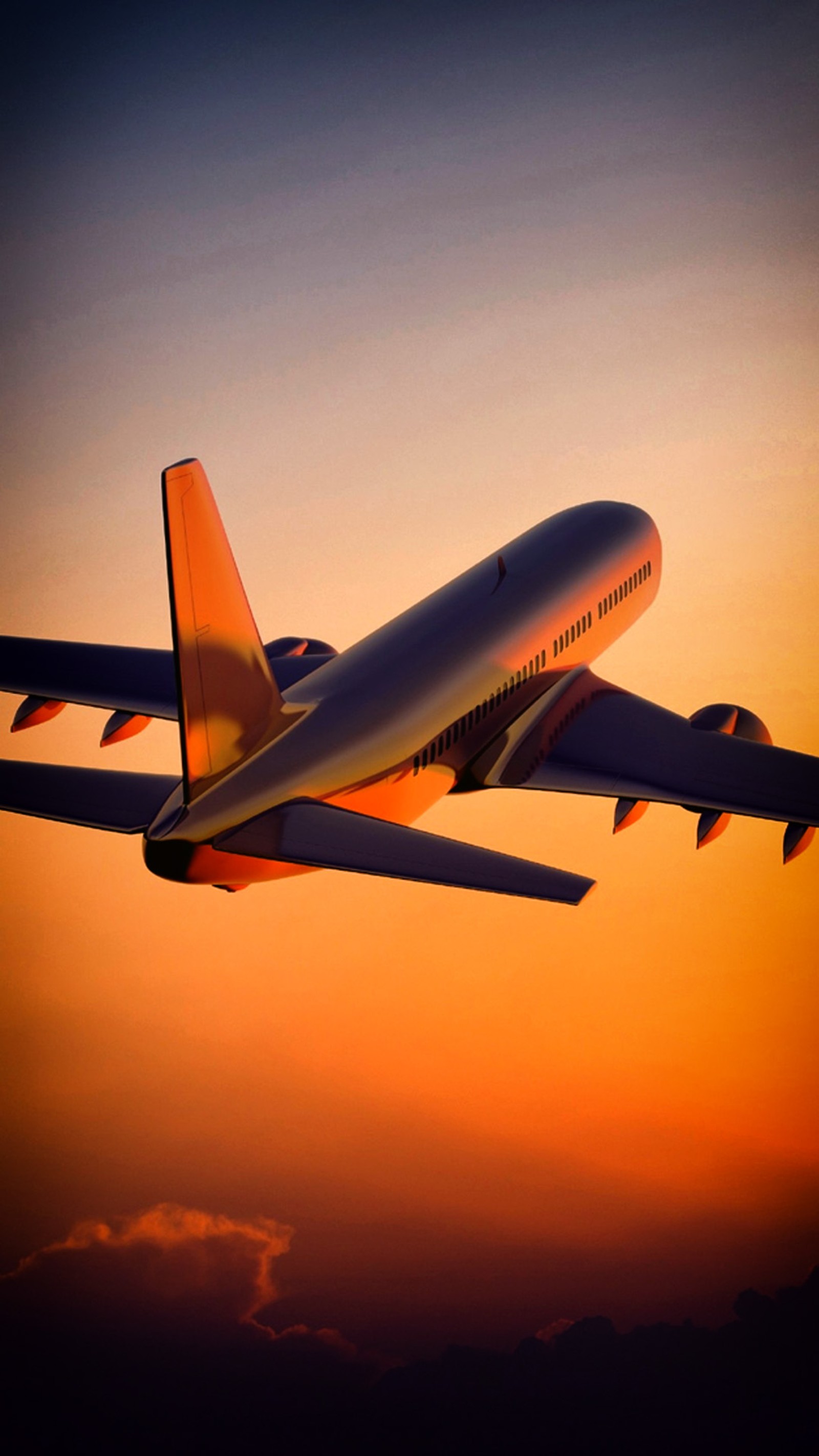 Um arafplane voando no céu ao pôr do sol com nuvens (aeronave, voo, aviação, engenharia aeroespacial, aeronave de fuselagem estreita)