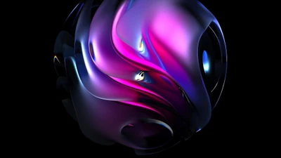 Vibrant Pink Abstract Sphere on Dark Background