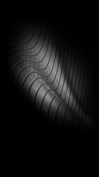 Design abstrait monochrome avec des lignes lisses et ondulées créant une texture dynamique sur un fond noir, évoquant l'élégance des smartphones Huawei.