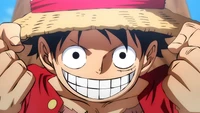 Macaco D. Luffy animado com um sorriso largo - Papel de parede 4K de One Piece