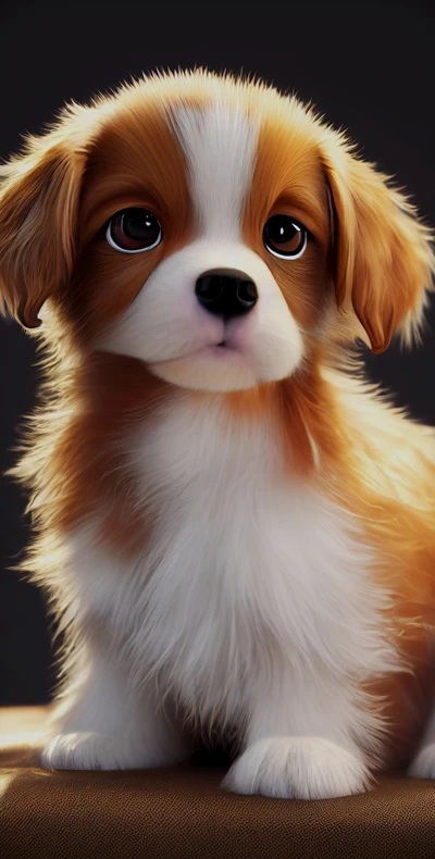 Um encantador filhote de Cavalier King Charles Spaniel com olhos expressivos e um pelo fofinho, mostrando sua natureza brincalhona e afetuosa.