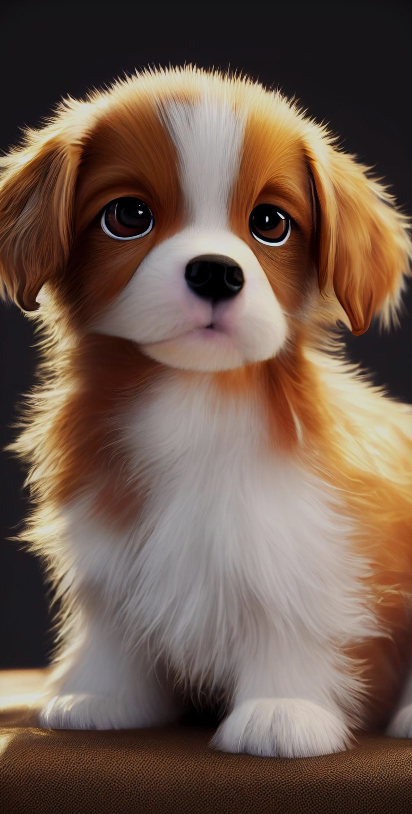 Hay un pequeño perro sentado en una silla marrón (gran danés, kooikerhondje, polilla, canidae, cavalier king charles spaniel)